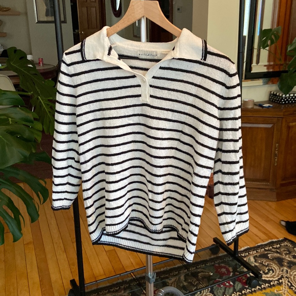 Vintage thrifted white and black sweater